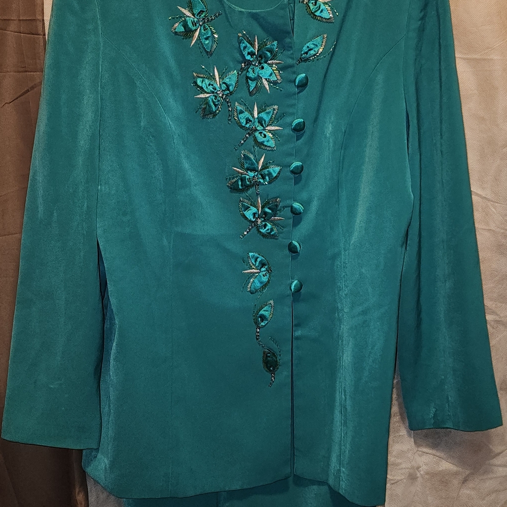 Teal Embellished Blazer